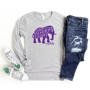 Alzheimers Disease Awareness Shirt, Alzheimer's Shirts, Alzheimers Awareness Tee, Purple Ribbon, #EndAlz, Keep Memories Alive Elephant Shirt