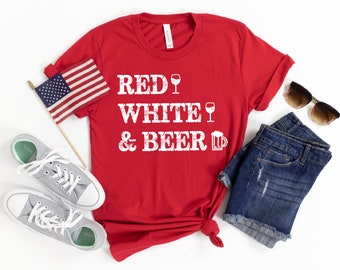 red white and beer shirt
