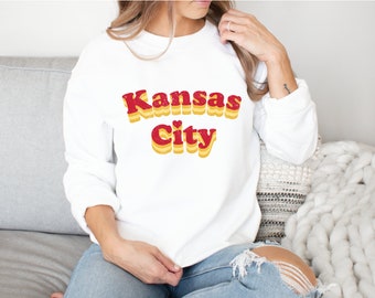 Kansas City Sweatshirt Women, KC Sweatshirts, Cute Kansas City Shirts, Retro Kansas City Sweater, Long Sleeve Kansas City Shirt, KC Tees