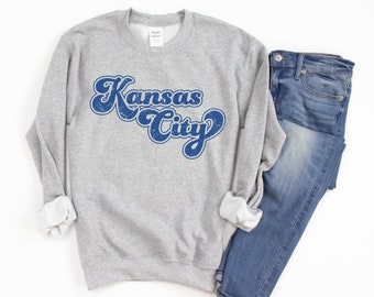 Kansas City Sweatshirt, KC Sweatshirts, Cute Kansas City Shirts Women, Distressed KC Sweater, Long Sleeve Kansas City Shirt, KC Gift for Her