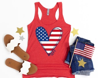 4. Juli Tank Top Frauen, 4. Juli Shirt Damen Tank Top, amerikanische Flagge Herz, vierte Juli Tanks, Amerika Tank, amerikanische Flagge Tank