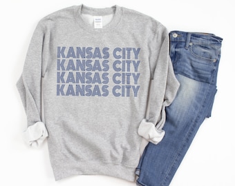 KC Sweatshirt, Kansas City Sweatshirts, Cute Kansas City Shirts for Women, Retro Kansas City Sweater, Long Sleeve Kansas City Shirt, KC Tees