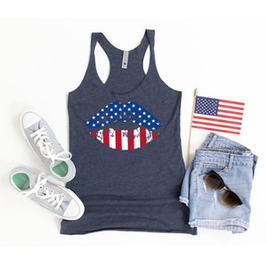 American Flag Tank Women, 4th of July Tank Top, Womens 4th of July Shirt, American Flag Lips, Cute Fourth of July Lake Tank, America Tanks