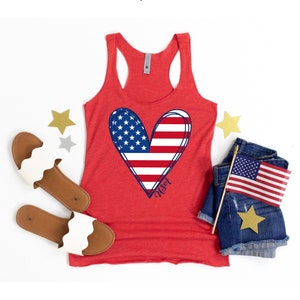 4th of July Tank Top Women, 4th of July Shirt Womens Tank Top, American Flag Heart, Fourth of July Tanks, America Tank, American Flag Tank