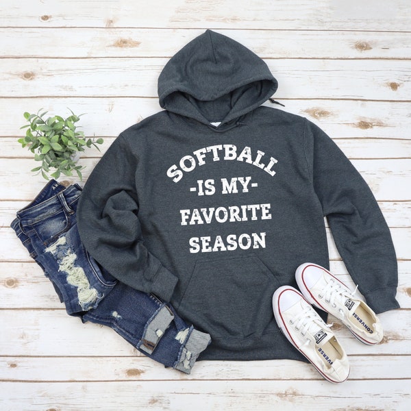 Softball is My Favorite Season Hoodie, Softball Mom Shirt, Long Sleeve Softball Sweatshirts for Women, Hooded Sweatshirt, Cute Softball Gift