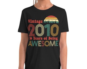 Camisa de 10º aniversário, presente de 10º aniversário, camisa de dez anos, presente de aniversário para criança de 10 anos, presente para menina, presente para menino, camisetas de aniversário