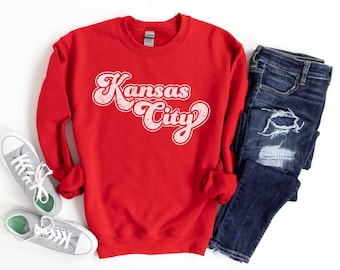 Kansas City Sweatshirt Women, KC Sweatshirts, Cute Kansas City Shirts, Retro Kansas City Sweater, Long Sleeve Kansas City Shirt, KC Tees