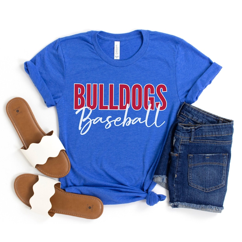 Personalized baseball shirt. Custom baseball Mom tee with team or mascot name and team colors.