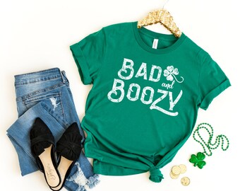 St Patricks Day Camicia, Bad e Boozy St Patricks Camicia Donne, Camicia Shamrock, Lets Get Shamrocked, Divertente Bere Camicia, St Patricks Tees