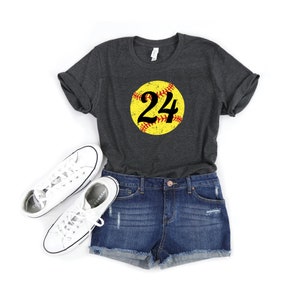 Softball Mom Shirts, Personalized Softball Shirts for Women, Shirt with Player Number, Distressed Softball Shirt, Cute Custom Softball Tees