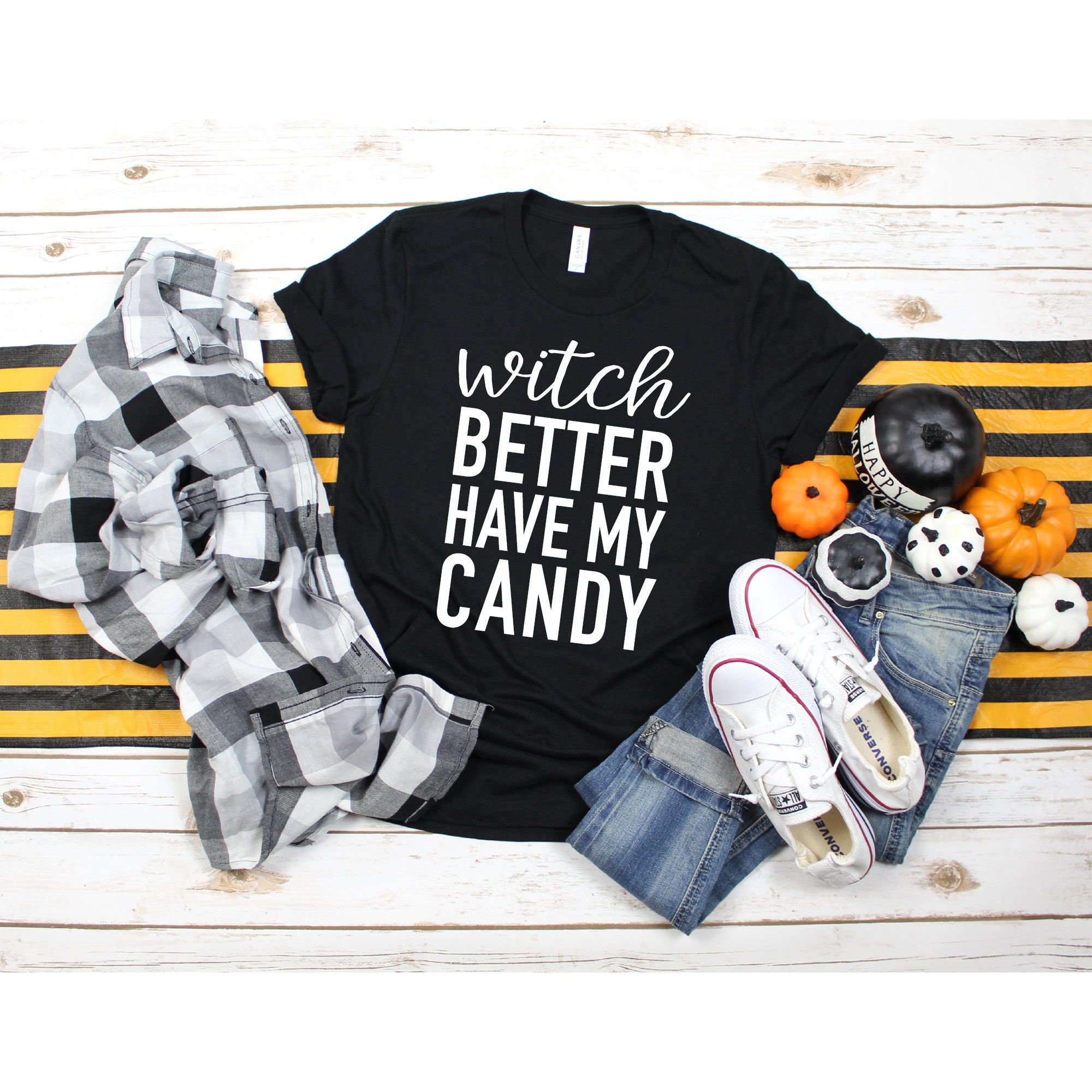 Will Trade Candy For Wine Ghost Halloween T-Shirt - Women's Funny Graphic Tee, Casual Witch Letter Print Top - View #7