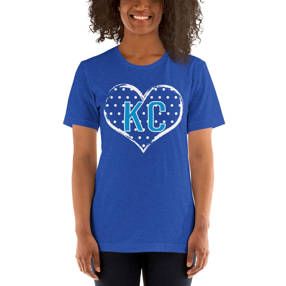 Charlie Hustle Blue Graphic Heart KC Royals Short Sleeve T-shirt Adult Size  M