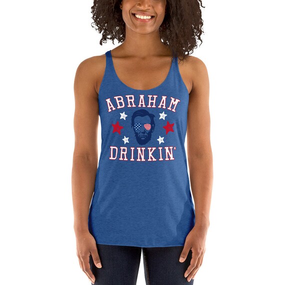 Women's American Flag Tank Top – Ring Hole V-Neck, Sleeveless, 4th Of July Patriotic Shirt, Green, Medium