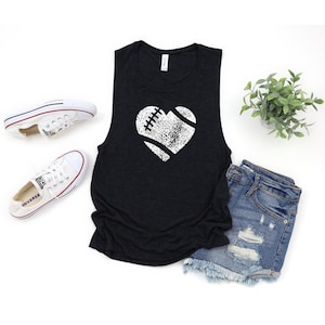Football Mom Tank Tops, Football Muscle Tank, Football Shirts for Women, Heart Tank, Football Shirt, Cute Tailgating Tank, Football Tank Top