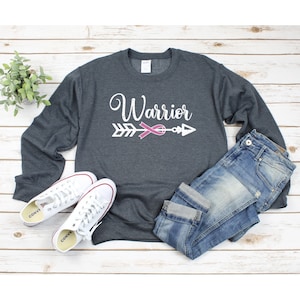 Brustkrebs Shirt, Brustkrebs Überlebende Shirts, Brustkrebs Sweatshirt mit langen Ärmeln, Pink Ribbon, Chemo Shirts, Fighter Tee