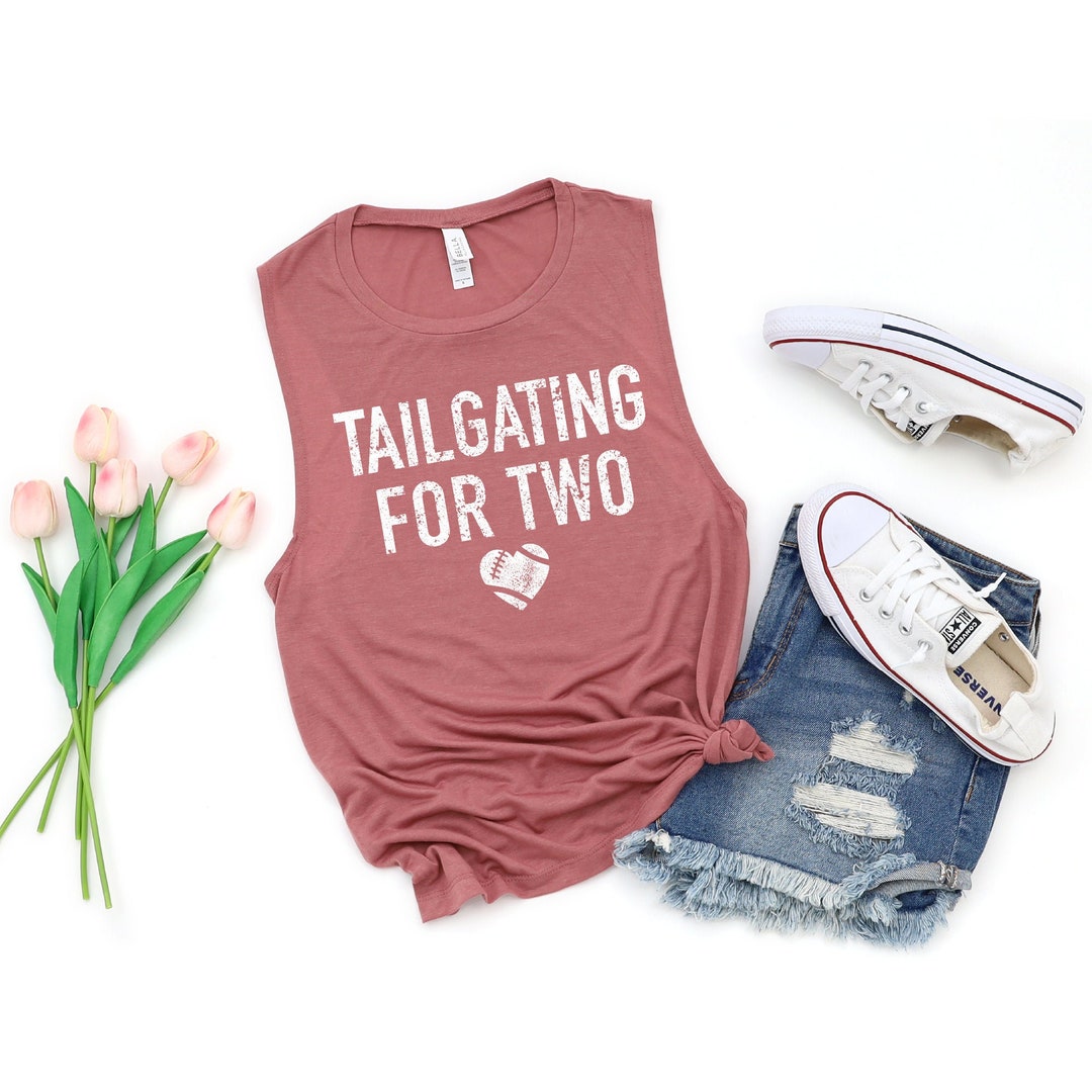 Pregnancy Announcement Shirt Football, Tailgating for Two Tank Top