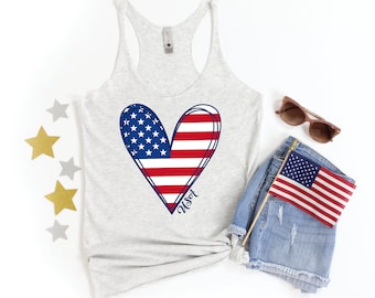 Amerikanische Flagge Tank, Frauen 4. Juli Tank Top, 4. Juli Shirt, Frauen Tank Top, amerikanische Flagge Herz, vierte Juli Tanks, Amerika Tank
