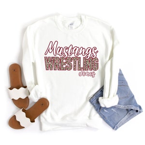 Wrestling Sweatshirt, Custom Wrestling Mom Shirt, Leopard Wrestling