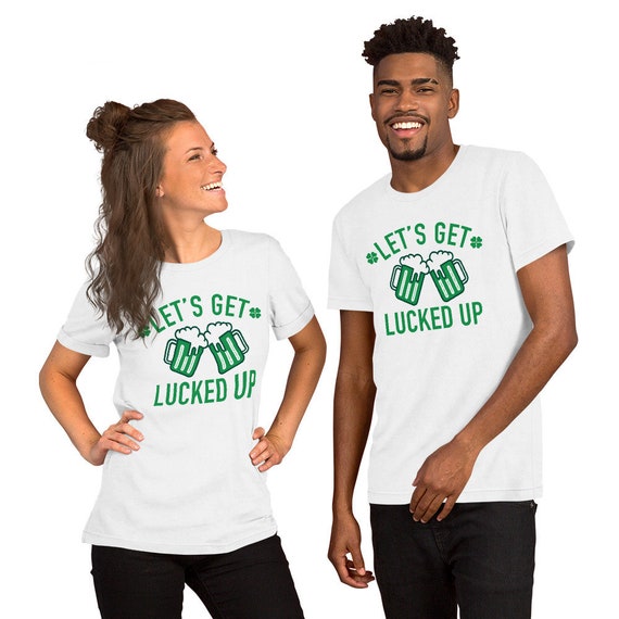 Women's St Patrick's Day T-Shirt - Let's Get Lucked Up Funny Irish Clover Graphic Tee