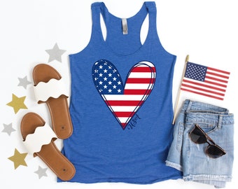 4. Juli Tank Top Frauen, 4. Juli Shirt Womens Tank Top, amerikanische Flagge Herz, vierten Juli Tanks, Amerika Tank, amerikanische Flagge Tank