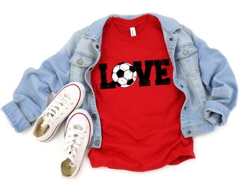 Soccer Shirts for Girls, Youth Soccer Shirt, Love Soccer T-shirt, Soccer Gift, Soccer Ball Tee, Soccer Tshirt for Kids, Cute Soccer Team Tee