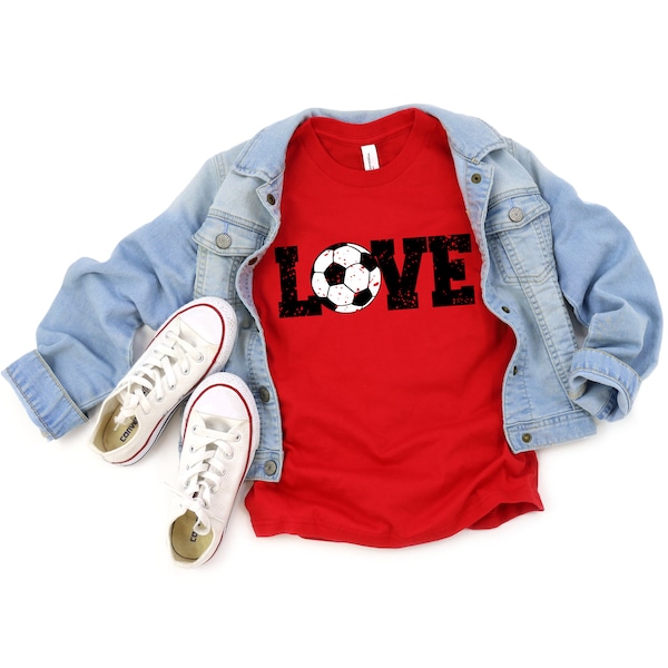Soccer Shirts for Girls, Youth Soccer Shirt, Love Soccer T-shirt, Soccer Gift, Soccer Ball Tee, Soccer Tshirt for Kids, Cute Soccer Team Tee
