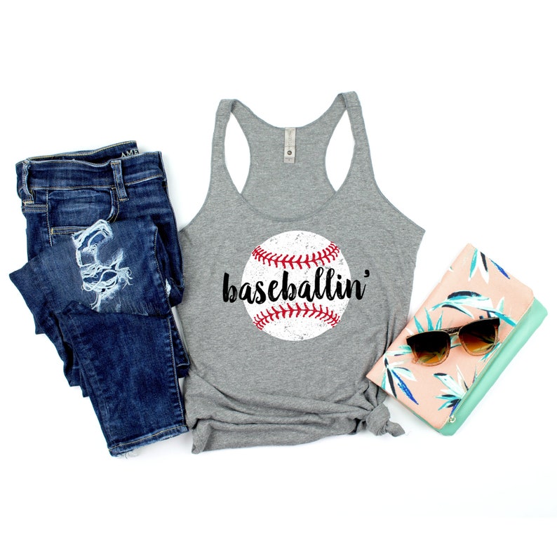 Baseball Mom Tank Top, Baseball Mom Shirts, Womens Baseball TShirts, Cute Baseball Tanks, Baseball Tanks for Women, Baseballin, Baseball Tee image 1