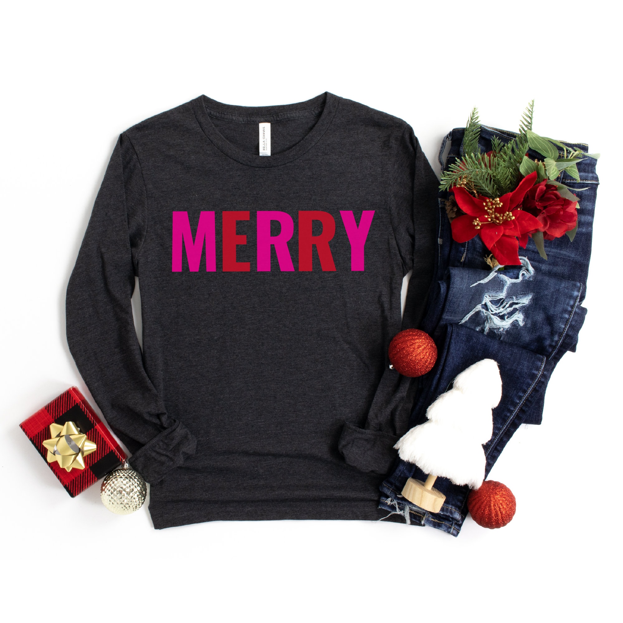 Christmas TShirts Women, Merry Christmas Shirt, Cute Holiday Shirts, Funny Christmas Shirts, Merry Shirt, Gift for Her, Holiday Party Tees