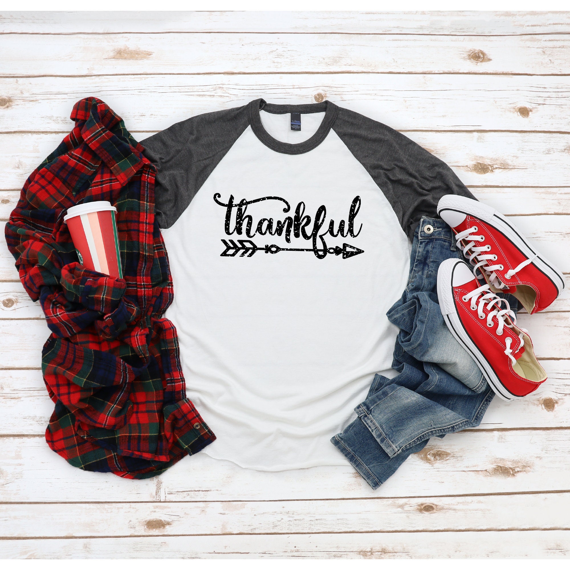 Thankful Blessed Thanksgiving Baseball Tee - Women's Vintage Color Block Long Sleeve Shirt - View #8