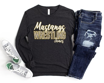 Wrestling Shirt, Wrestling Mom Shirt, Personalized Wrestling Tshirt, Custom Wrestling Long Sleeve Tee, Wrestling Gift, Wrestling Team Shirts