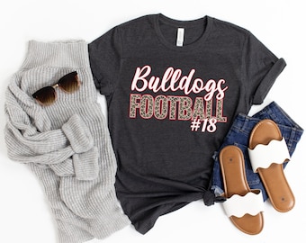 Football Mom Shirt, Football Shirt for Woman, Custom Football Shirt, Personalized Football Tank Top, Football Sweatshirt, Leopard Football