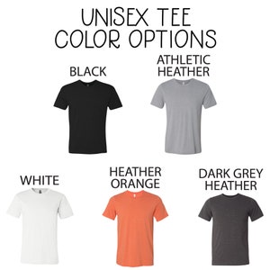 Puede incluir: Opciones de color para camiseta unisex: negro, gris deportivo jaspeado, blanco, naranja jaspeado, gris oscuro jaspeado.