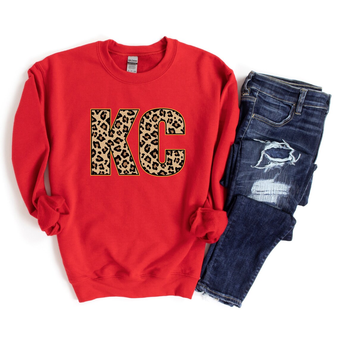 Kansas City Leopard Graphic Crew Neck Tee