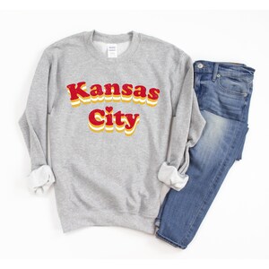 Kansas City Sweatshirt vrouwen, KC sweatshirts, schattige Kansas City shirts, retro Kansas City trui, lange mouw Kansas City shirt, KC Tees