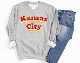 Kansas City Sweatshirt Women, KC Sweatshirts, Cute Kansas City Shirts, Retro Kansas City Sweater, Long Sleeve Kansas City Shirt, KC Tees