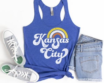 KC-tanktop dames, Kansas City-tanktop, Kansas City-tanktops, KC Rainbow-shirt, damestanktop, Kansas City, KC-T-shirts, Kansas City-T-shirts