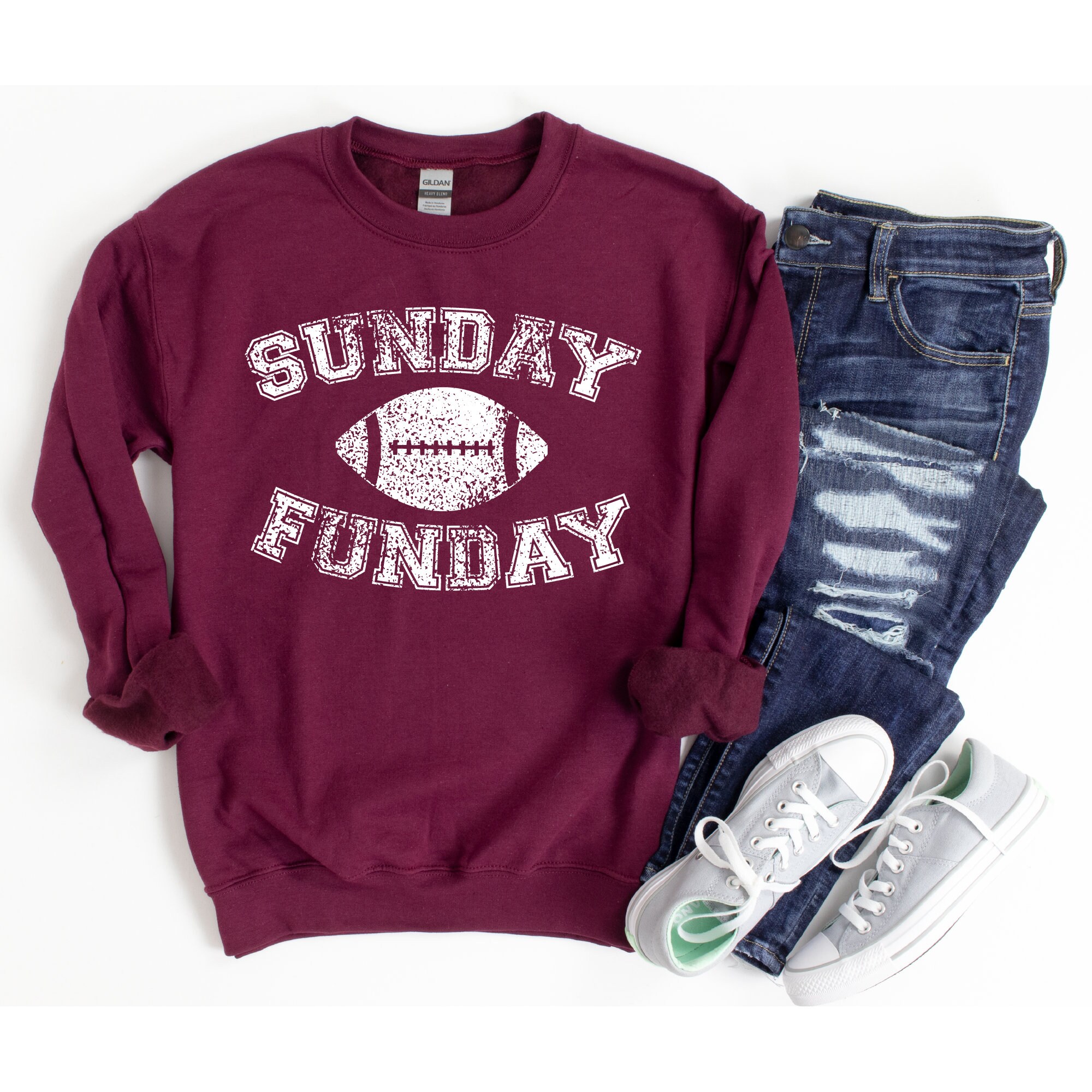 Rainbow Sunday Funday Graphic Crew Sweatshirt