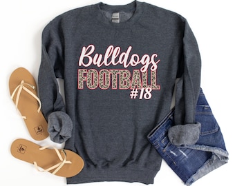 Football Sweatshirt, Custom Football Mom Shirt, Leopard Football Shirts for Women, Personalized Football Sweater, Football Mom Sweatshirts