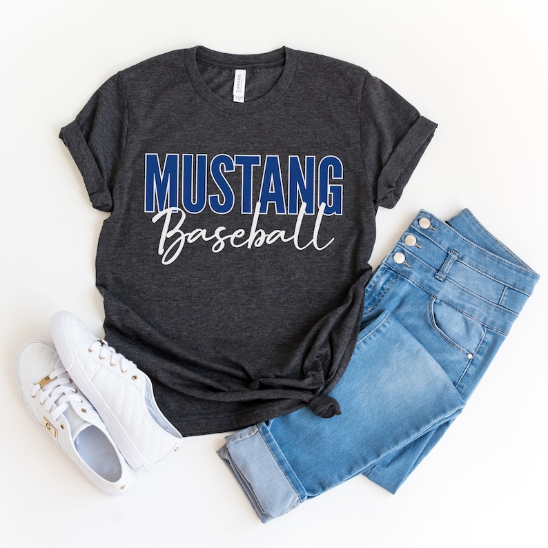 Personalized baseball shirt. Custom baseball Mom tee with team or mascot name and team colors.