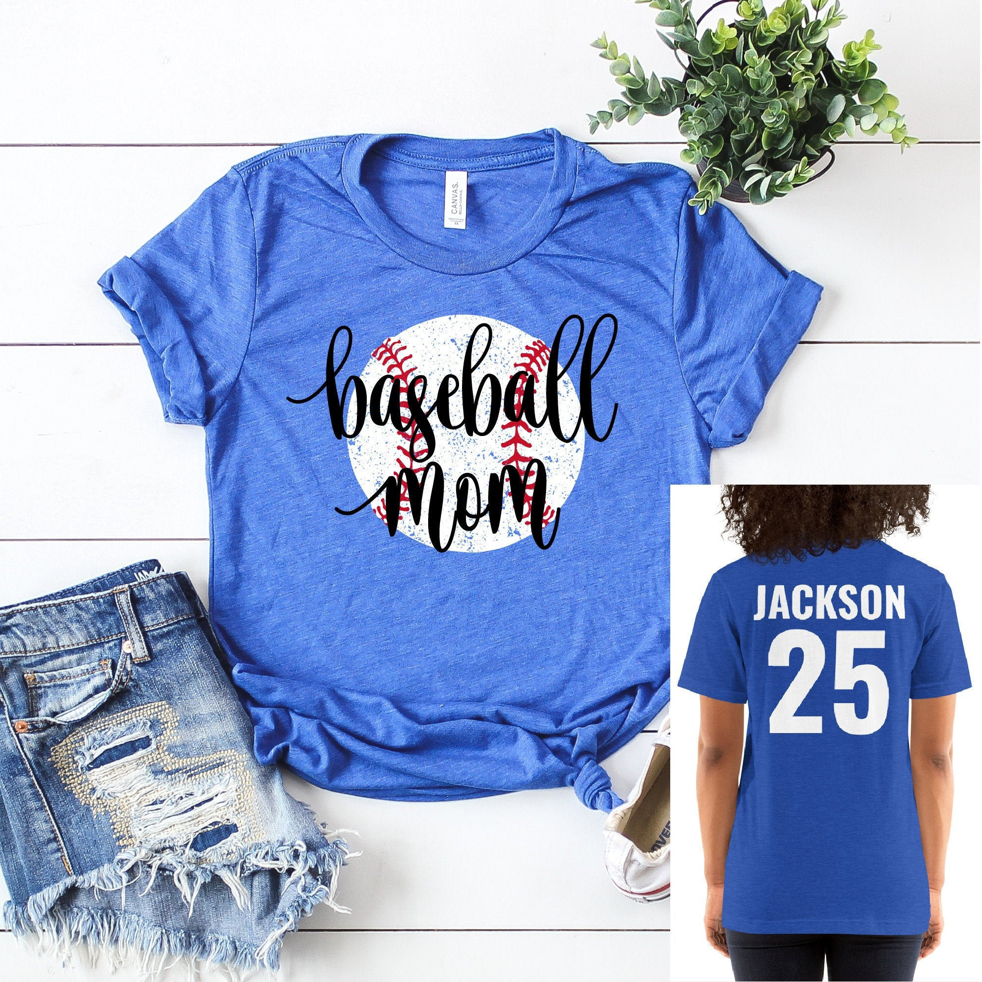 SimplySplendidStudio Baseball Mom Shirts, Personalized Baseball Shirts for Women, Team Name Shirt, Name and Number Tshirt, Baseball Shirt, Custom Baseball