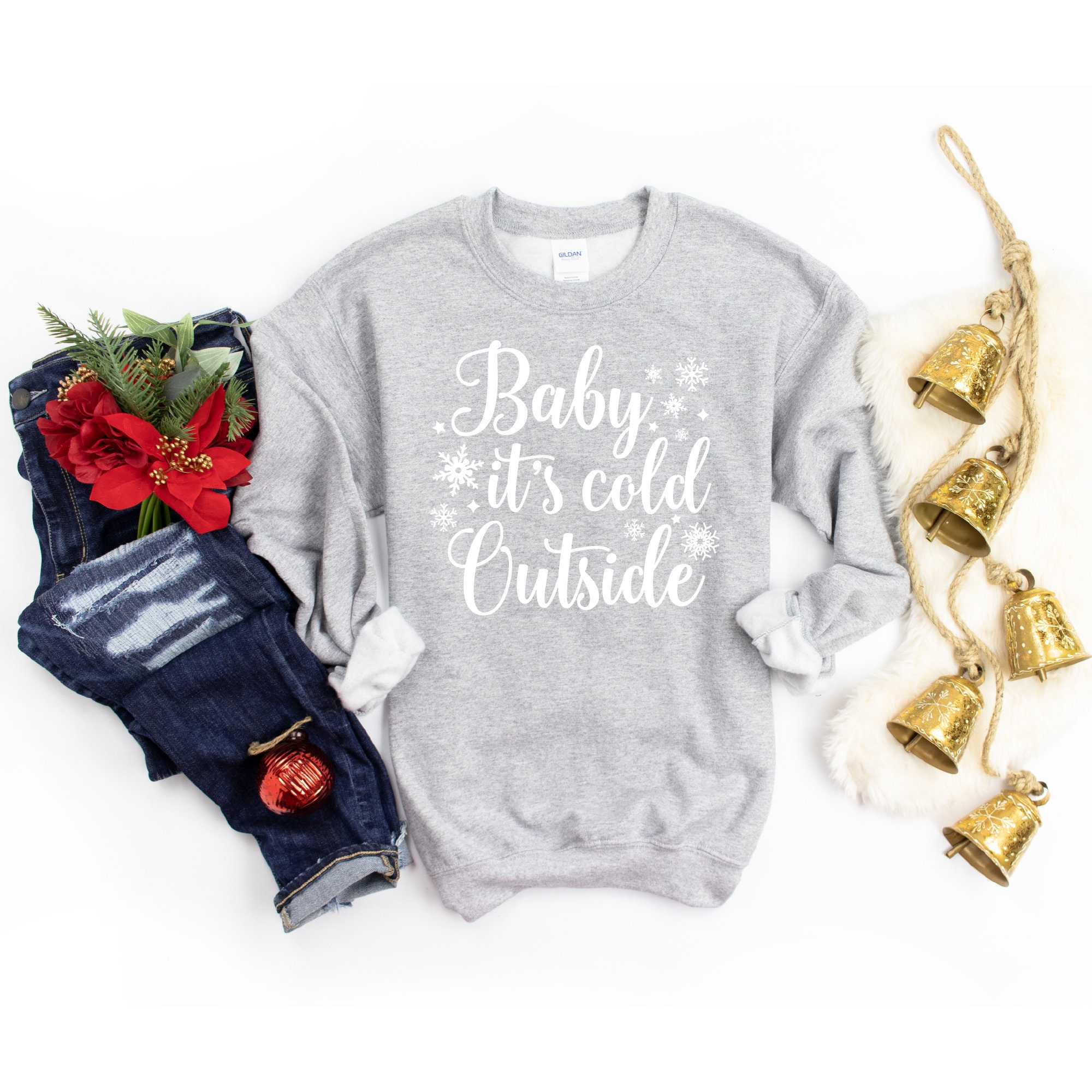 Baby It s Cold Outside Sweatshirt Christmas Sweaters Women Cute Holiday Party Shirts Thanksgiving Sweater Funny Family Christmas Pajamas Etsy Canada