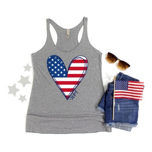 4th of July Tank Top, Womens 4th of July Shirt, Womens Tank Top, American Flag Heart, Fourth of July Tanks, America Tank, American Flag Tank