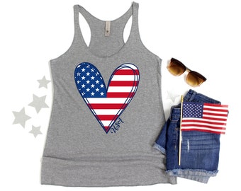 4. Juli Tank Top, Womens 4. Juli Shirt, Womens Tank Top, amerikanische Flagge Herz, vierten Juli Tanks, Amerika Tank, amerikanische Flagge Tank