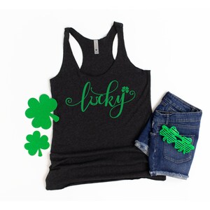 St Patricks Day Tank Tops for Women, Lucky St Patricks Tank, Cute Shamrock TankTop, Lucky Shirts for Women, St. Patrick&#39;s Day Lucky Tank