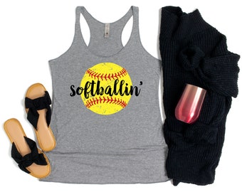 Softball Tanks for Women, Softball Shirts for Women, Softball Mom Tank, Cute Softball Tank Tops Women, Softball TankTops, Softballin Tank