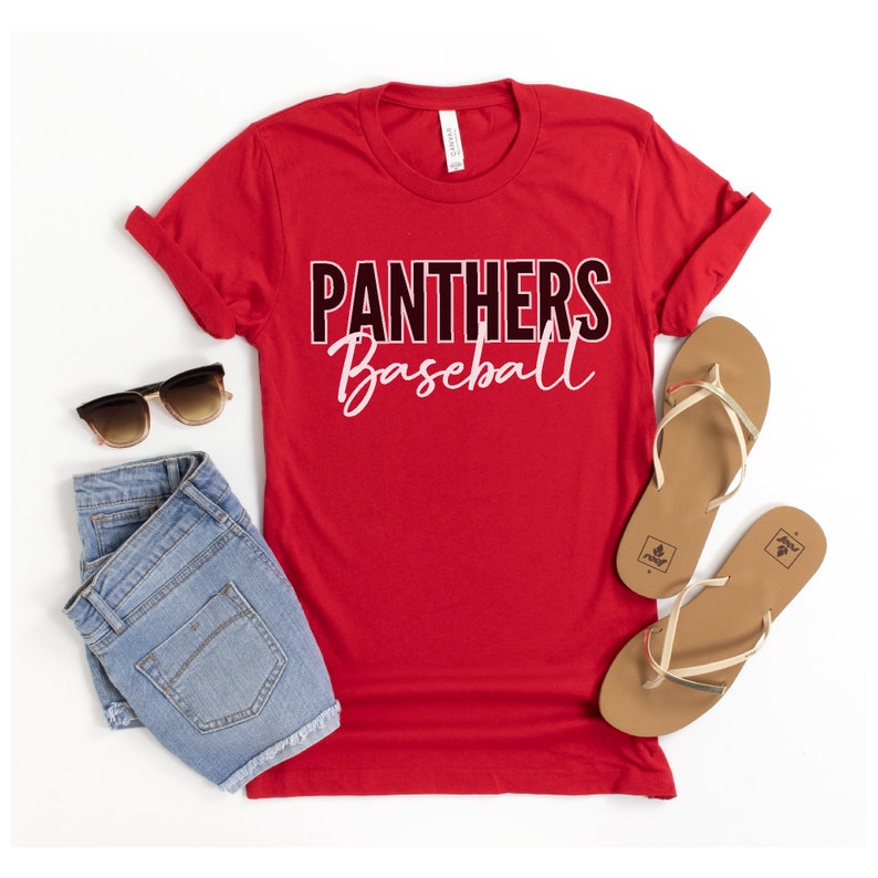 Personalized baseball shirt. Custom baseball Mom tee with team or mascot name and team colors.