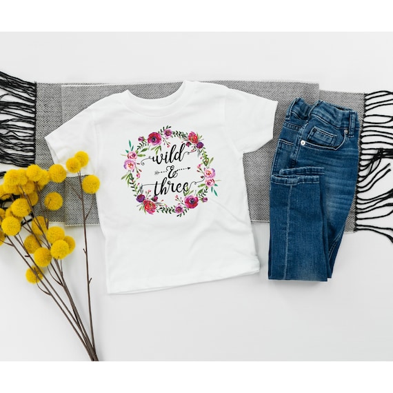 Three Year Old Birthday Shirts Girl, Wild and Three, 3rd Birthday Shirt, Third Birthday Shirt, 3rd Birthday Outfit Threenager Boho Birthday
