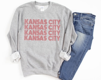 Kansas City Sweatshirt, KC Sweatshirts, Cute Kansas City Shirts for Women, Retro Kansas City Sweater, Long Sleeve Kansas City Shirt, KC Tees
