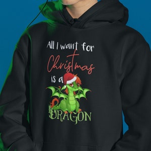 Anime Christmas Dragon Youth Hoodie - All I Want For Christmas is a Dragon Kids Sweatshirt - Kids Dragon Lover Xmas Youth heavy blend hoodie