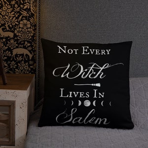Not Every Witch Lives In Salem Throw Pillow - Salem Witch Throw Pillow - Gothic Halloween Pillow